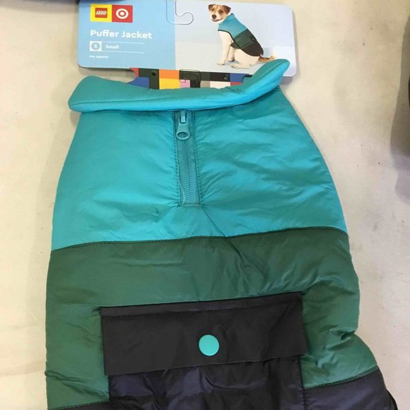 NWT LEGO Collection Dog and Cat Color Block Puffer - Black/Green/Teal - Picture 3 of 3